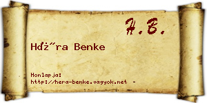 Héra Benke névjegykártya
